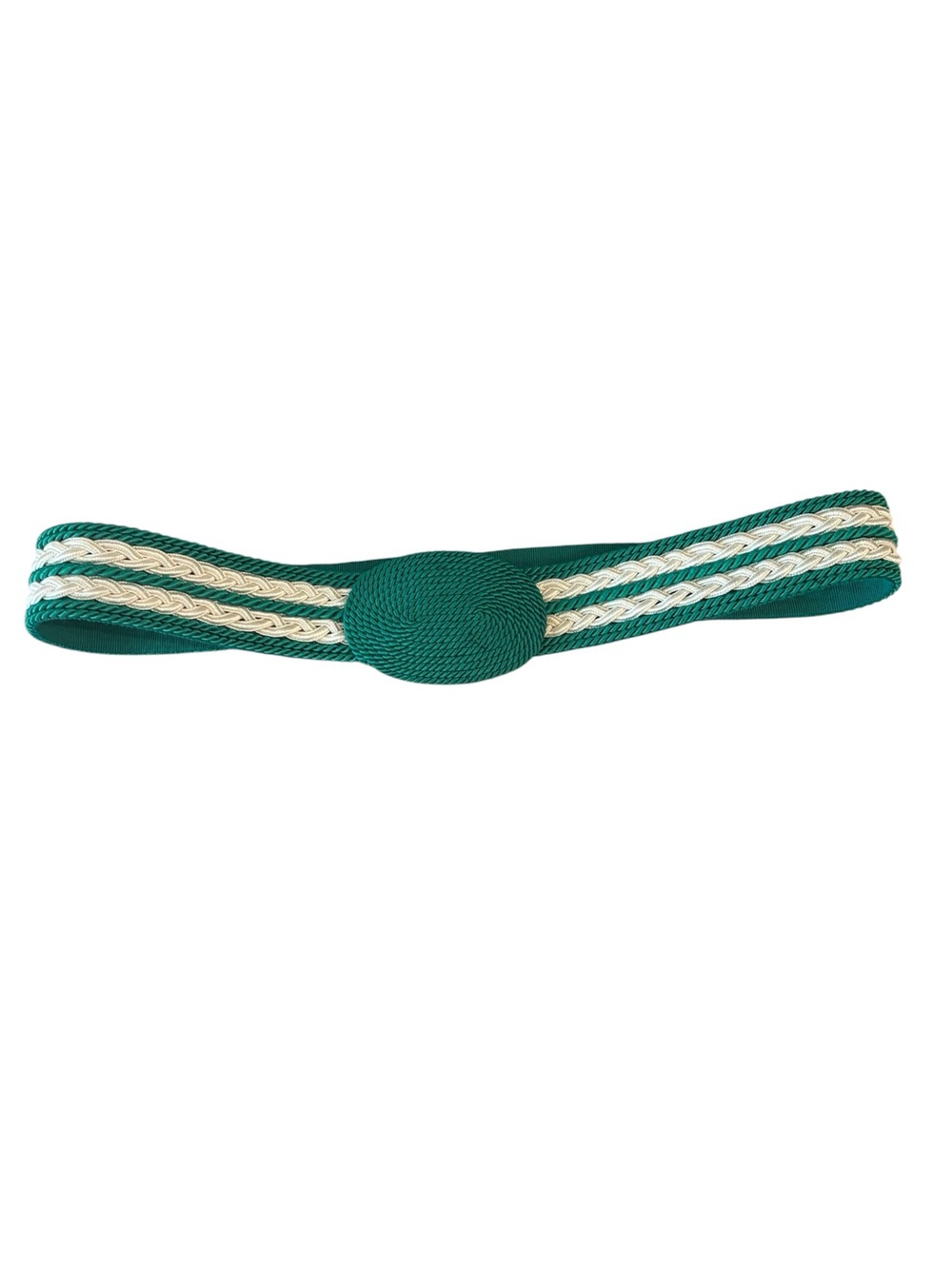 Vintage West Germany Green & White Braided Elastic Belt